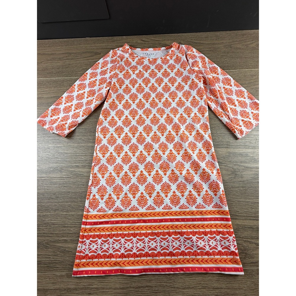 Cabana Life Girls Bondi Dress Tunic Cover-Up Orange White Outdoors Summer Preppy